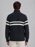 Kacob | Men's Striped Cable Knit Half-Zip Jumper