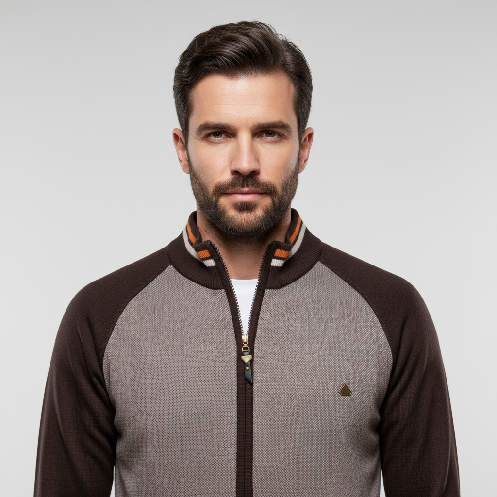 Kacob | Men's Striped Zip Winter Gilet