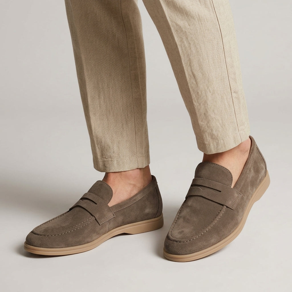 Men's Suede Apron Toe Slip-On Loafers