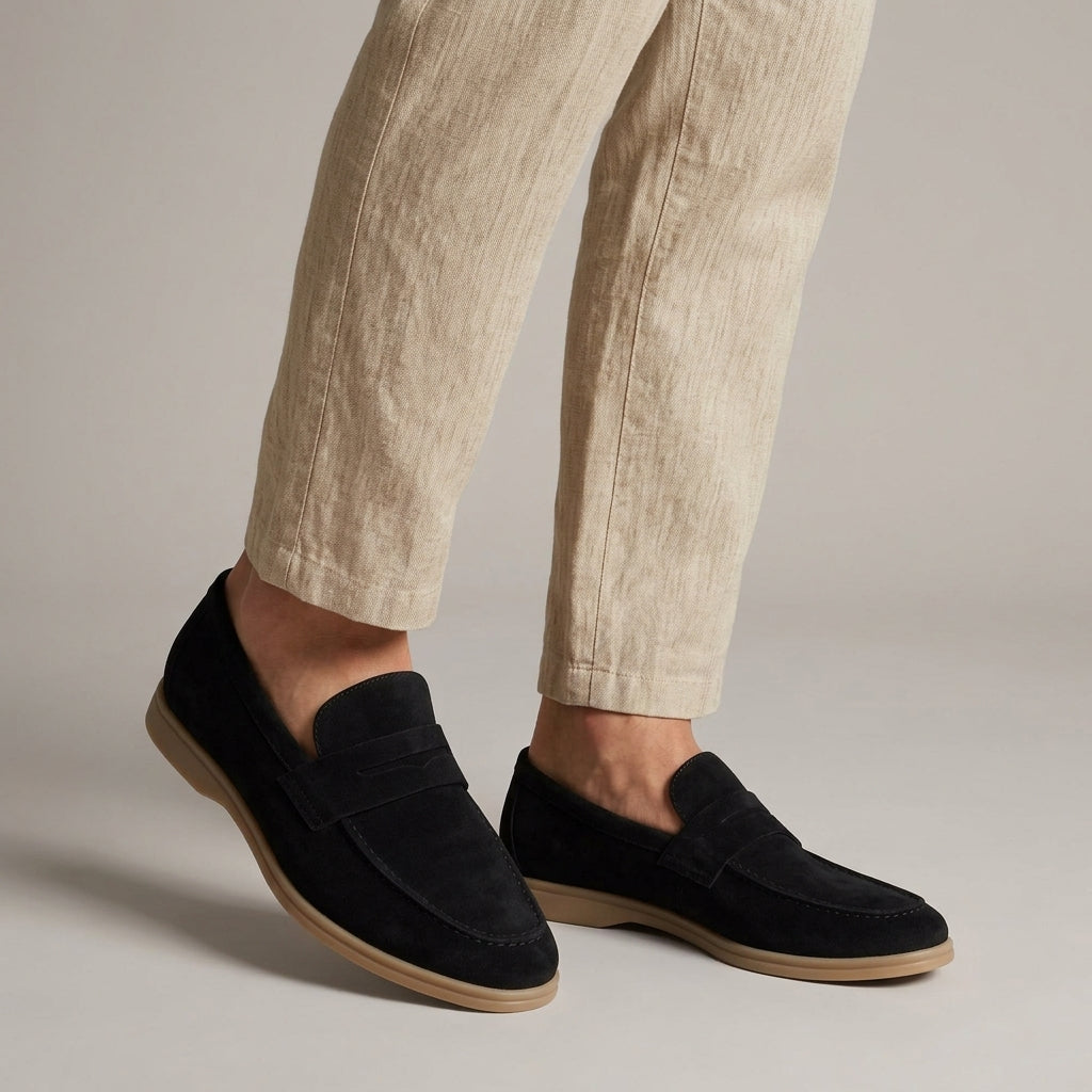 Men's Suede Apron Toe Slip-On Loafers