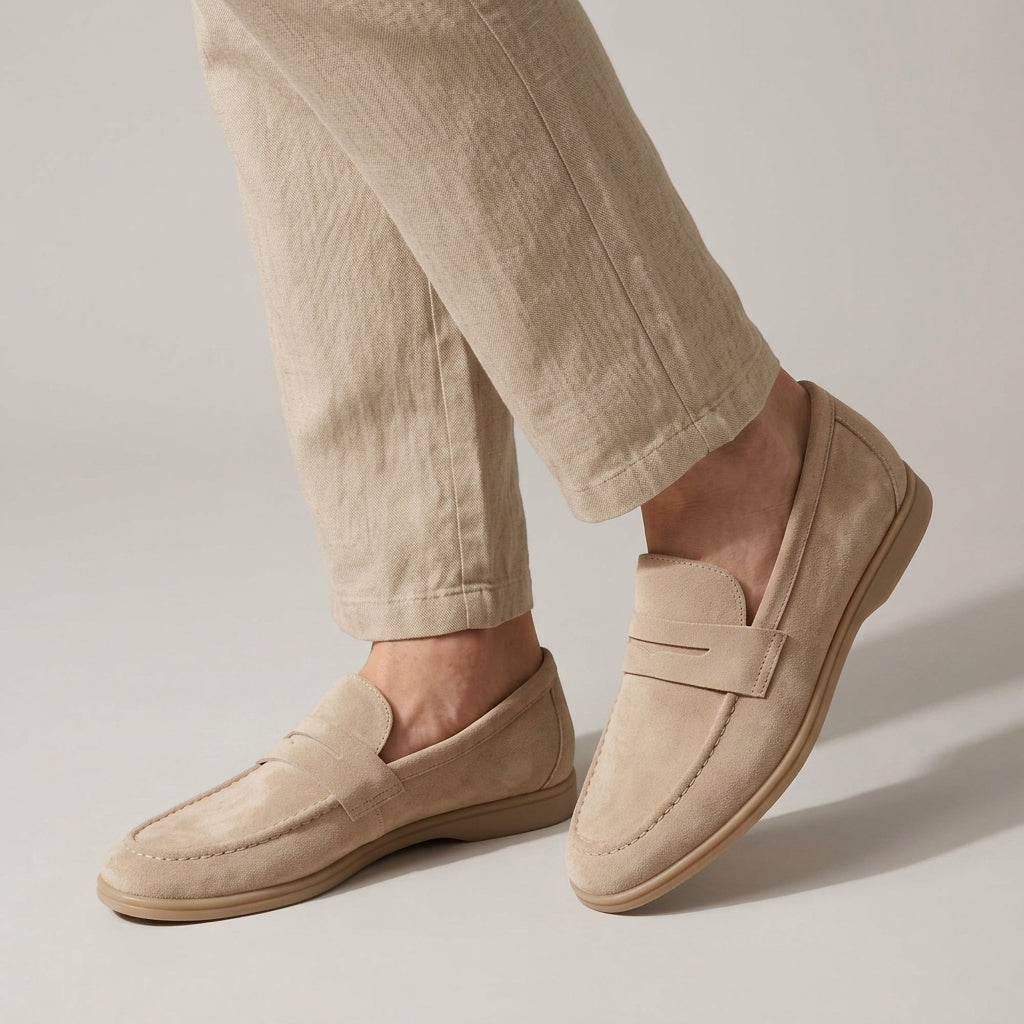Men's Suede Apron Toe Slip-On Loafers