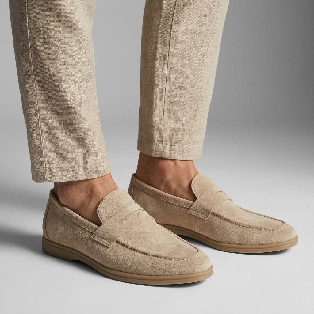 Men's Suede Apron Toe Slip-On Loafers