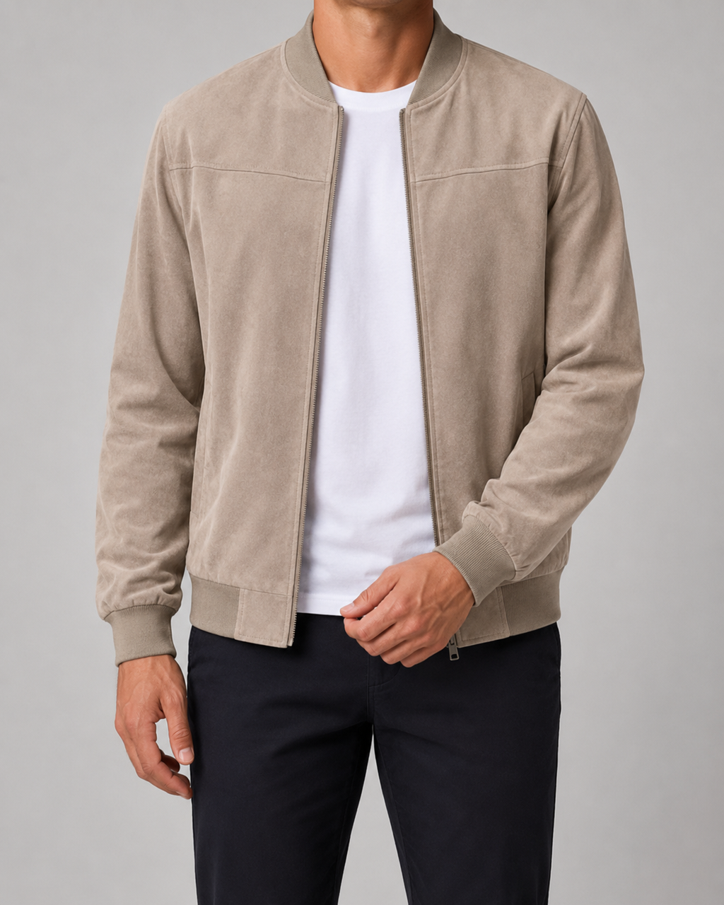 Kacob | Men's Suede-Look Bomber Jacket