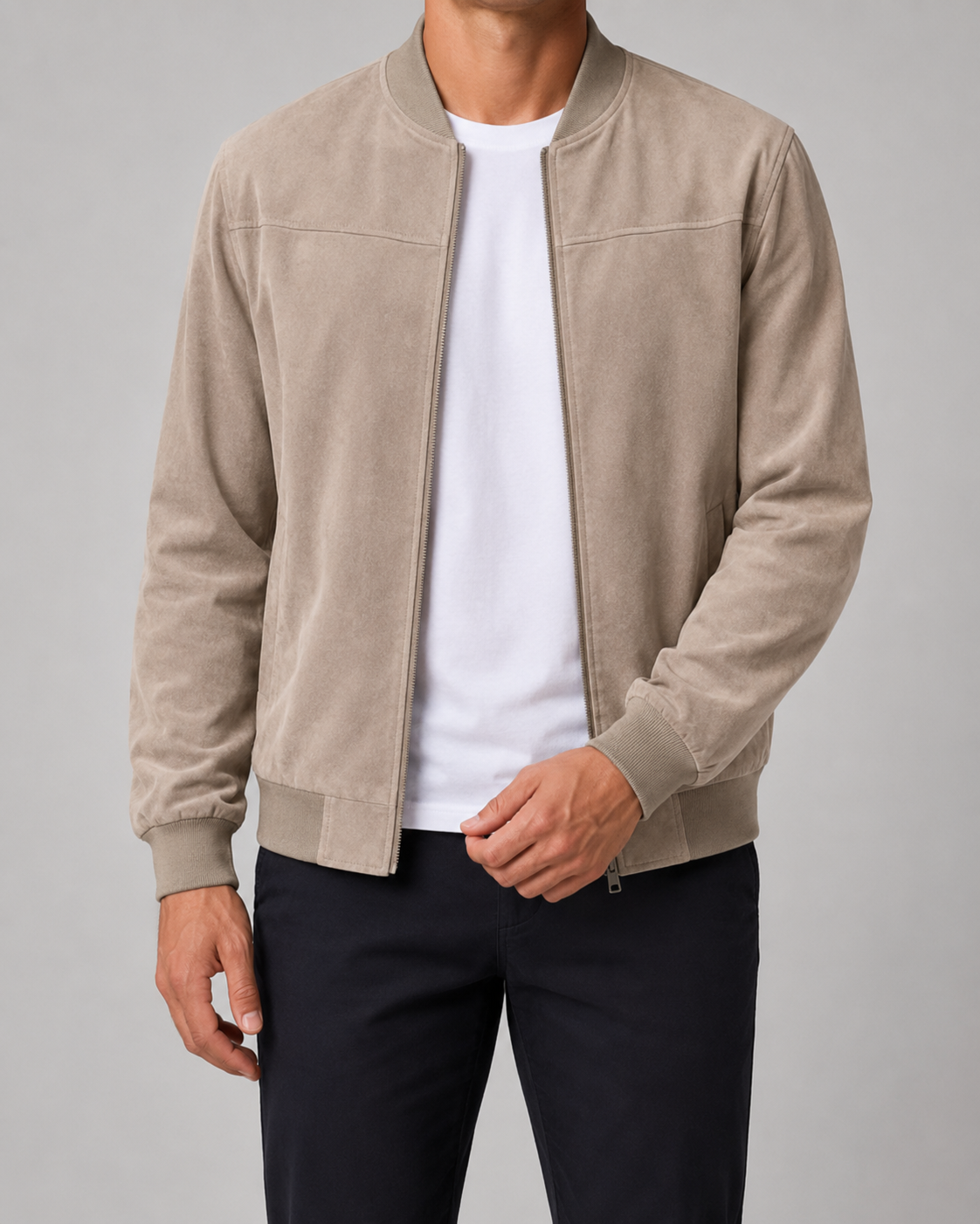 Kacob | Men's Suede-Look Bomber Jacket