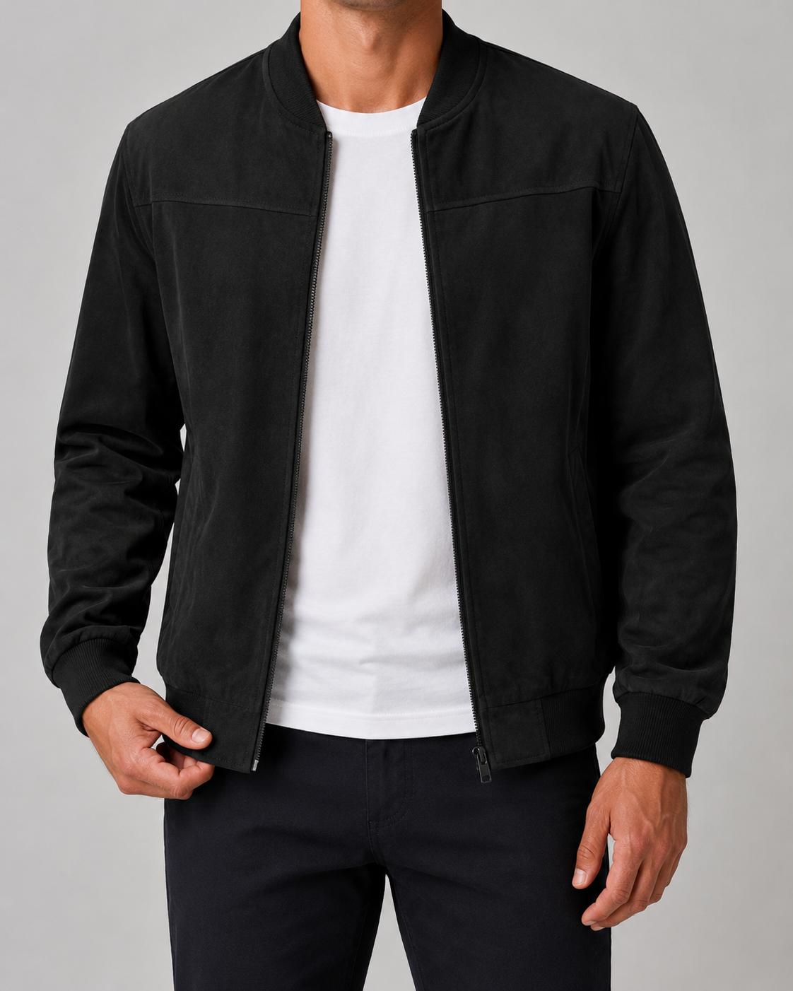 Kacob | Men's Suede-Look Bomber Jacket