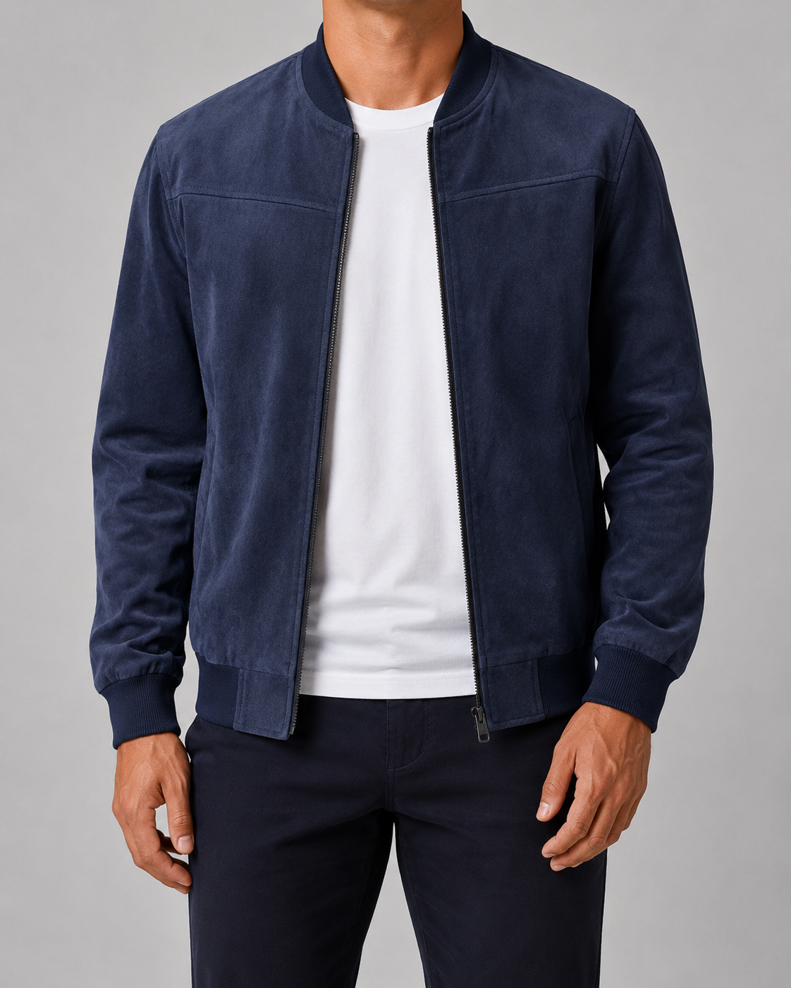 Kacob | Men's Suede-Look Bomber Jacket
