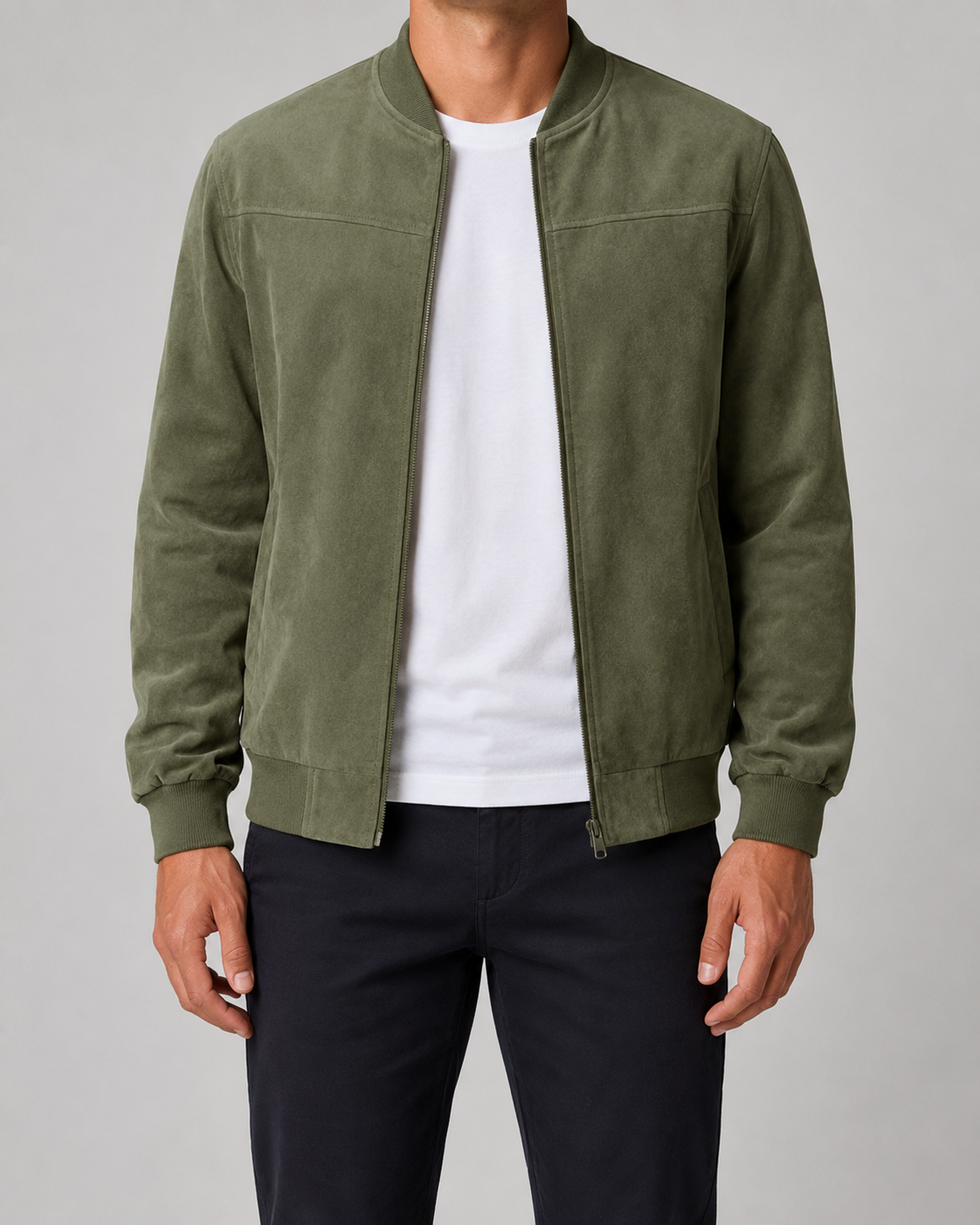 Kacob | Men's Suede-Look Bomber Jacket