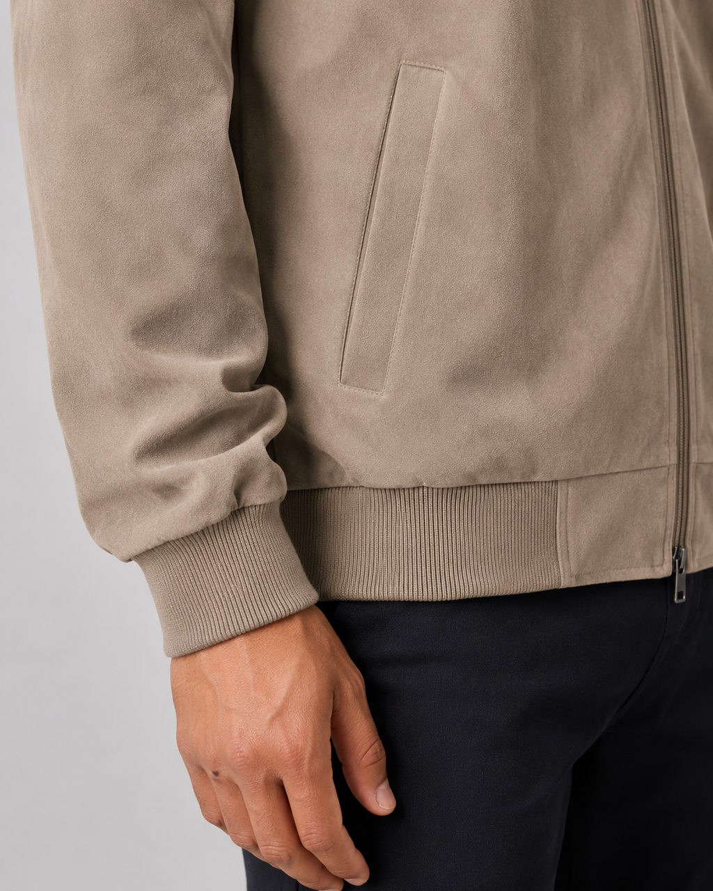 Kacob | Men's Suede-Look Bomber Jacket