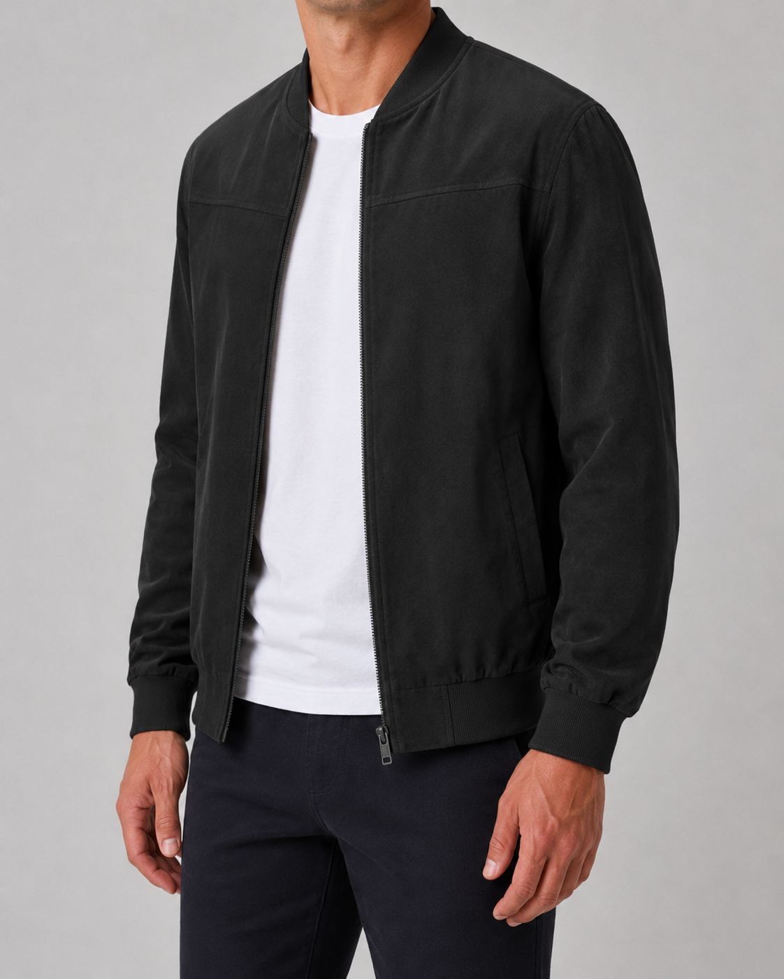 Kacob | Men's Suede-Look Bomber Jacket