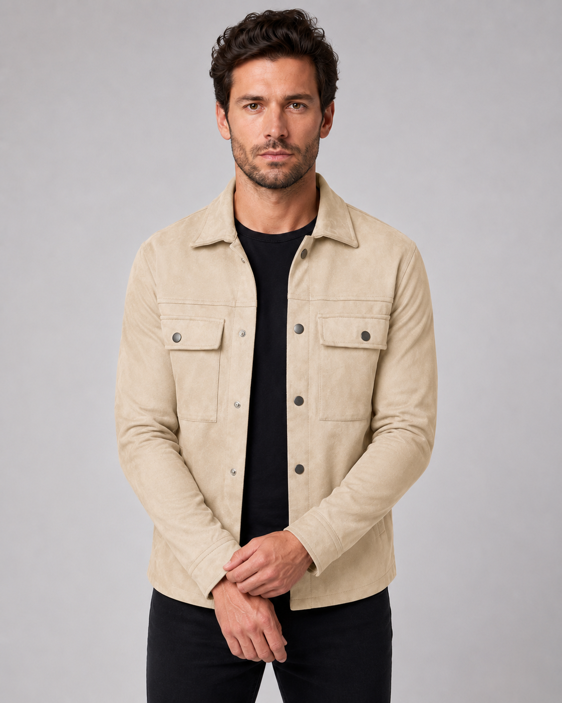Kacob | Men's Suede-Look Overshirt Jacket