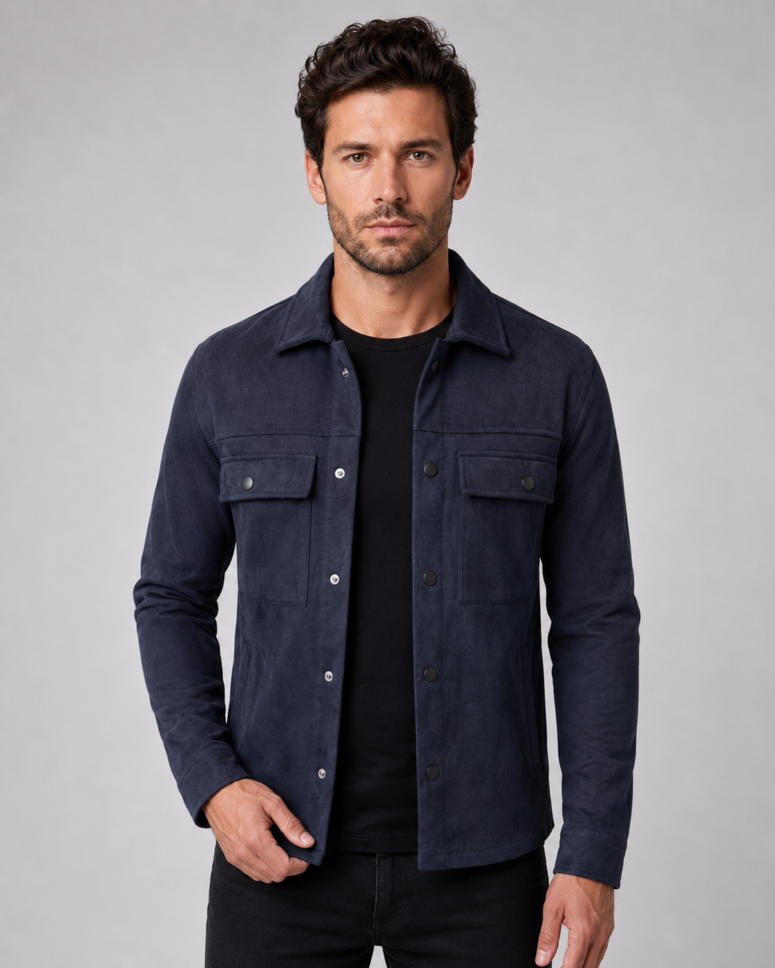 Kacob | Men's Suede-Look Overshirt Jacket