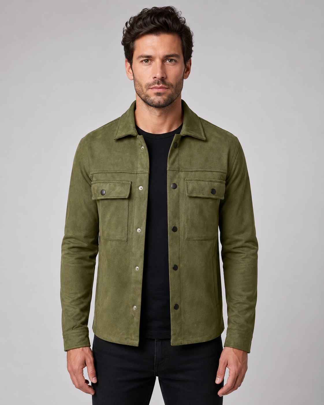 Kacob | Men's Suede-Look Overshirt Jacket
