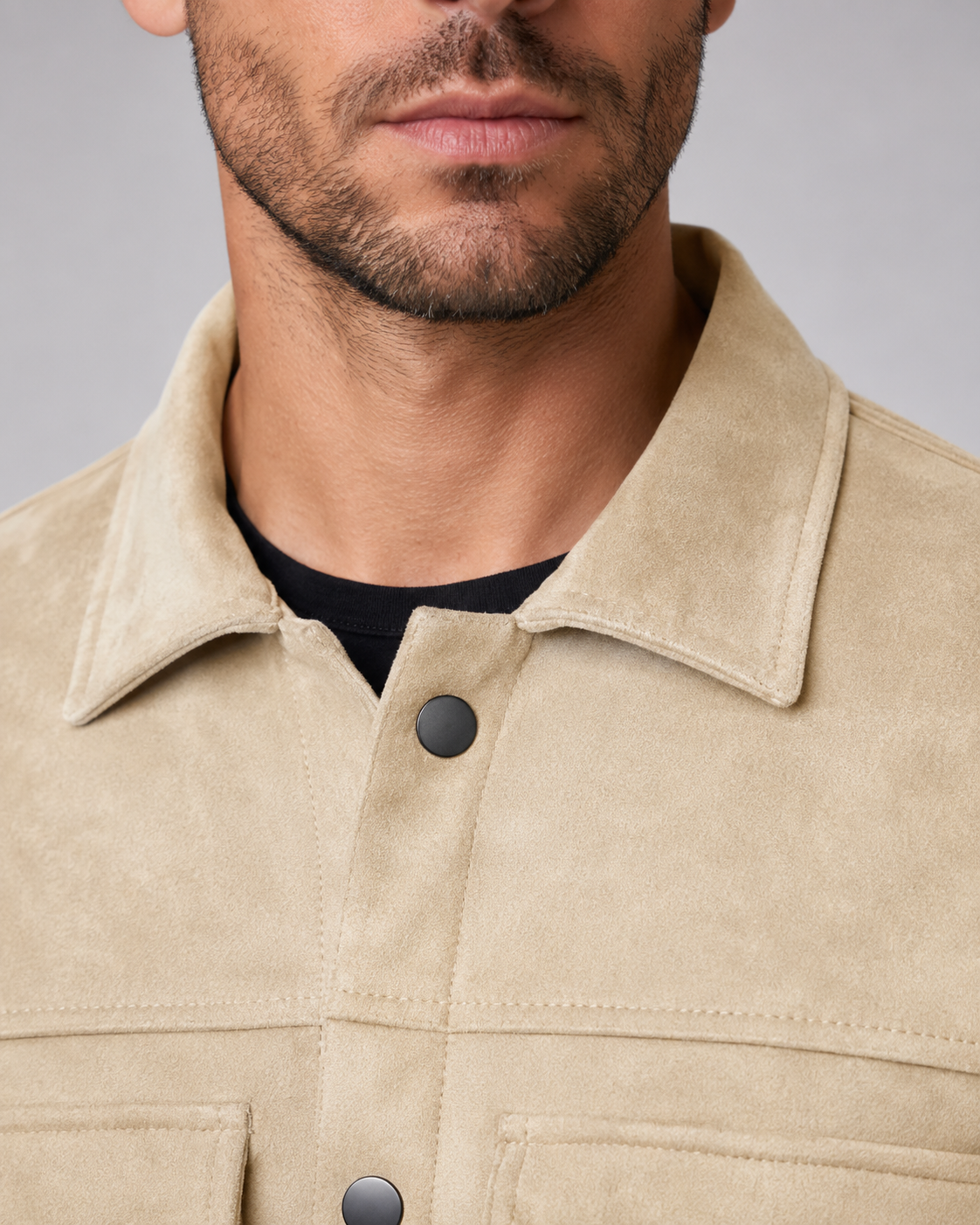 Kacob | Men's Suede-Look Overshirt Jacket