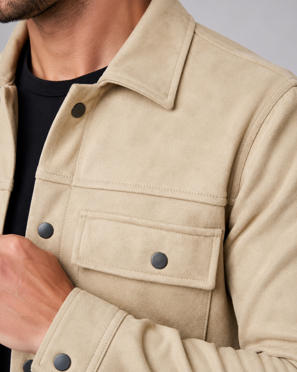 Kacob | Men's Suede-Look Overshirt Jacket