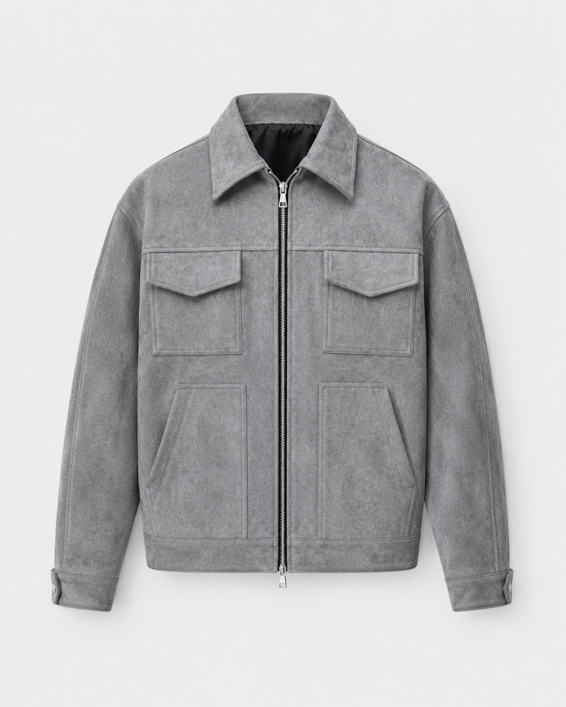 Kacob | Men's Suede-Look Utility Zip Jacket