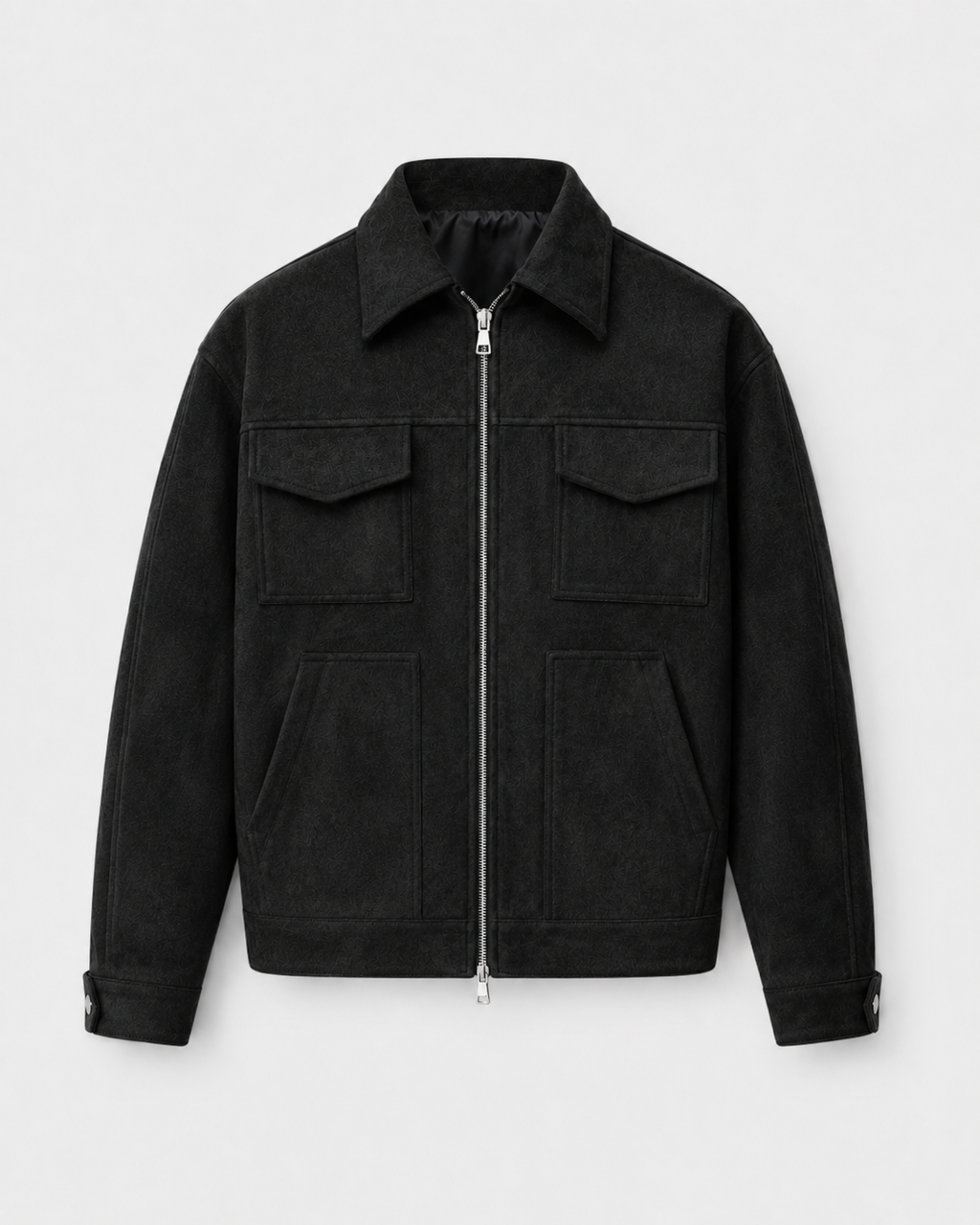 Kacob | Men's Suede-Look Utility Zip Jacket