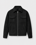 Kacob | Men's Suede-Look Utility Zip Jacket