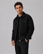 Kacob | Men's Suede-Look Utility Zip Jacket