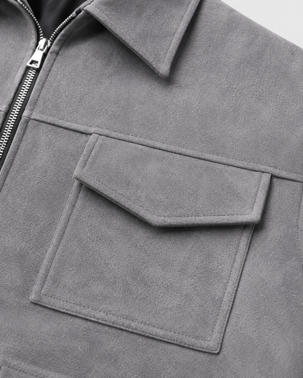 Kacob | Men's Suede-Look Utility Zip Jacket