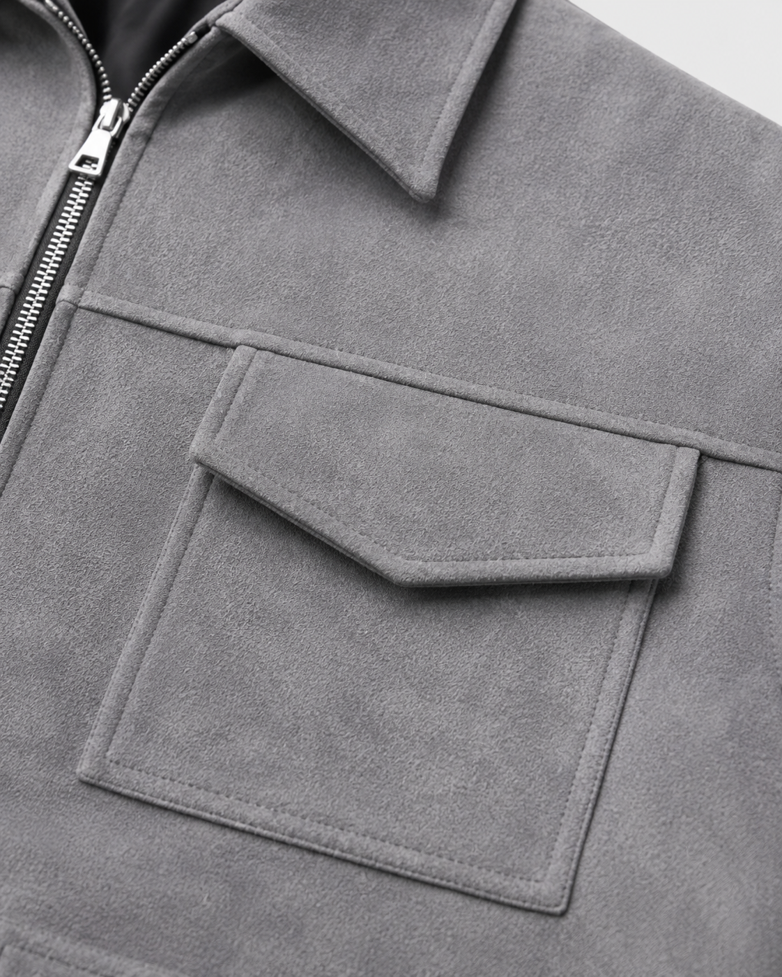 Kacob | Men's Suede-Look Utility Zip Jacket