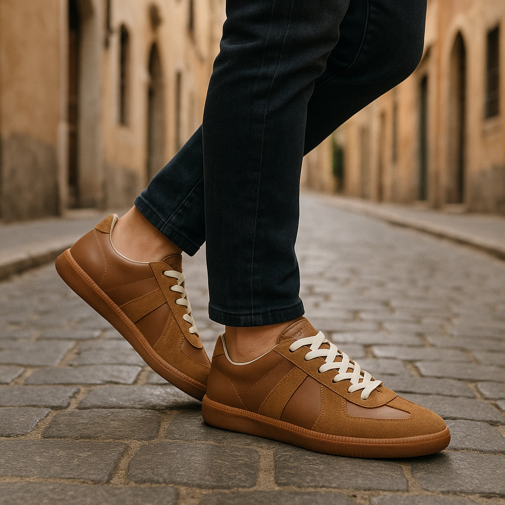 Men's Suede Panel Gum Sole Lace-Up Trainers