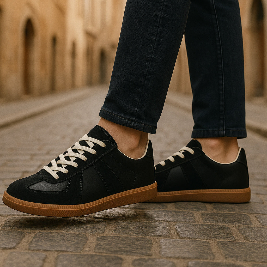 Men's Suede Panel Gum Sole Lace-Up Trainers