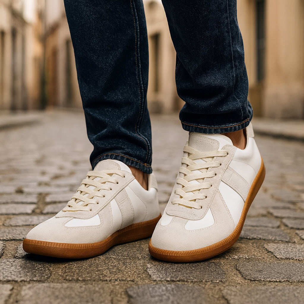 Men's Suede Panel Gum Sole Lace-Up Trainers