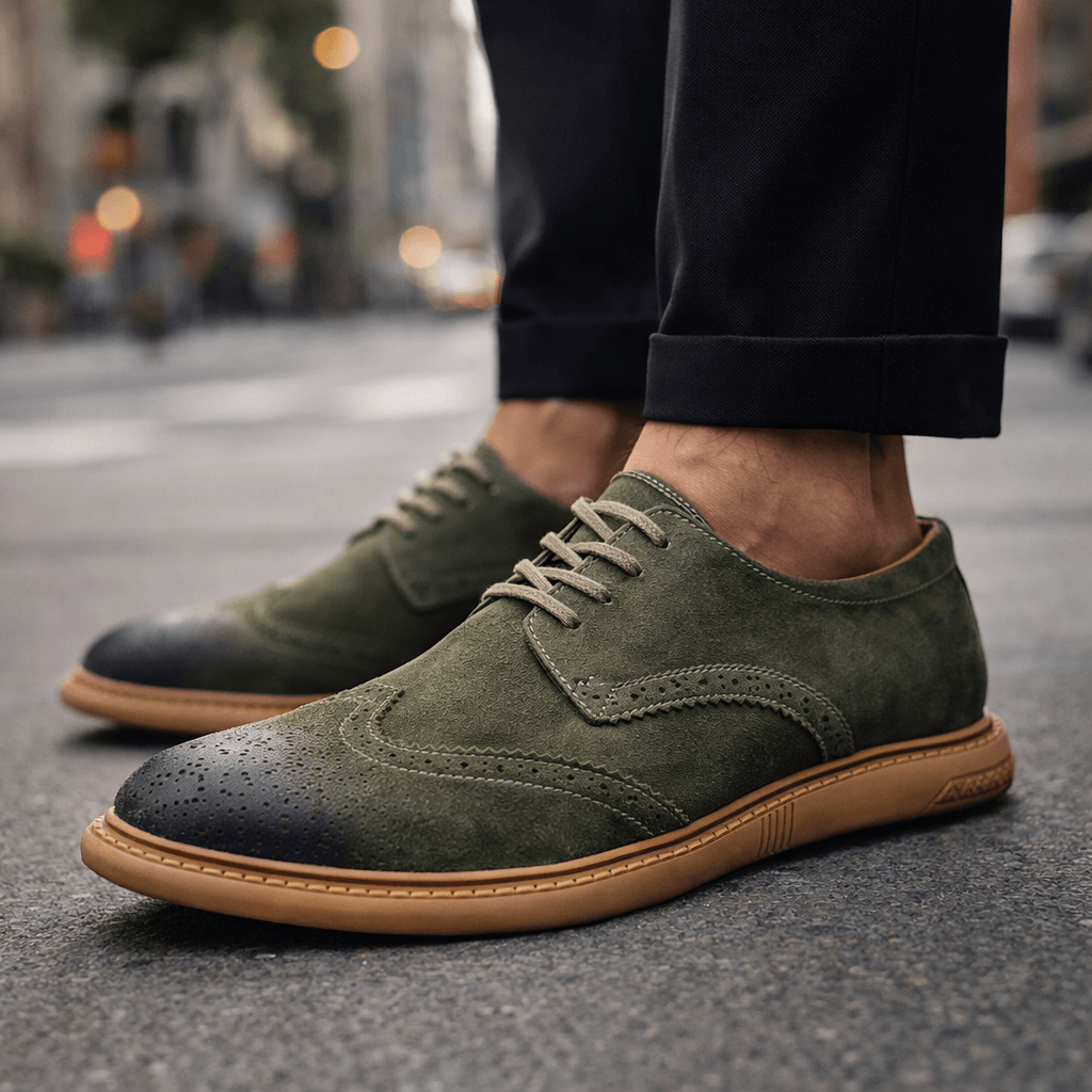 Men's Suede Wingtip Brogue Lace-Up Shoes