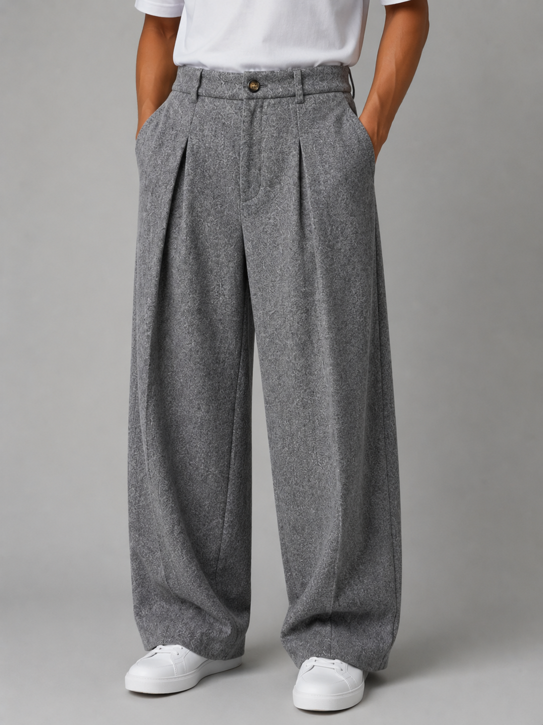 Kacob | Men's Tailored Pleated Wide Leg Trousers