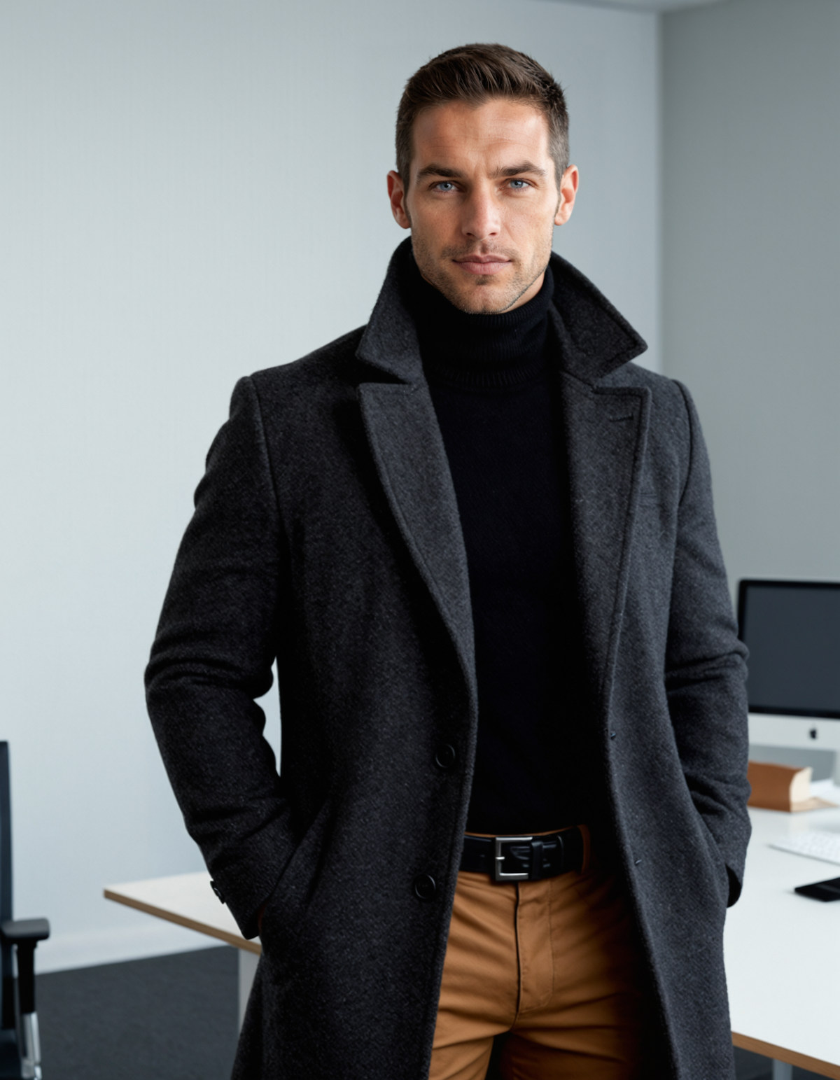 Kacob | Men's Tailored Winter Pocket Longline Coat