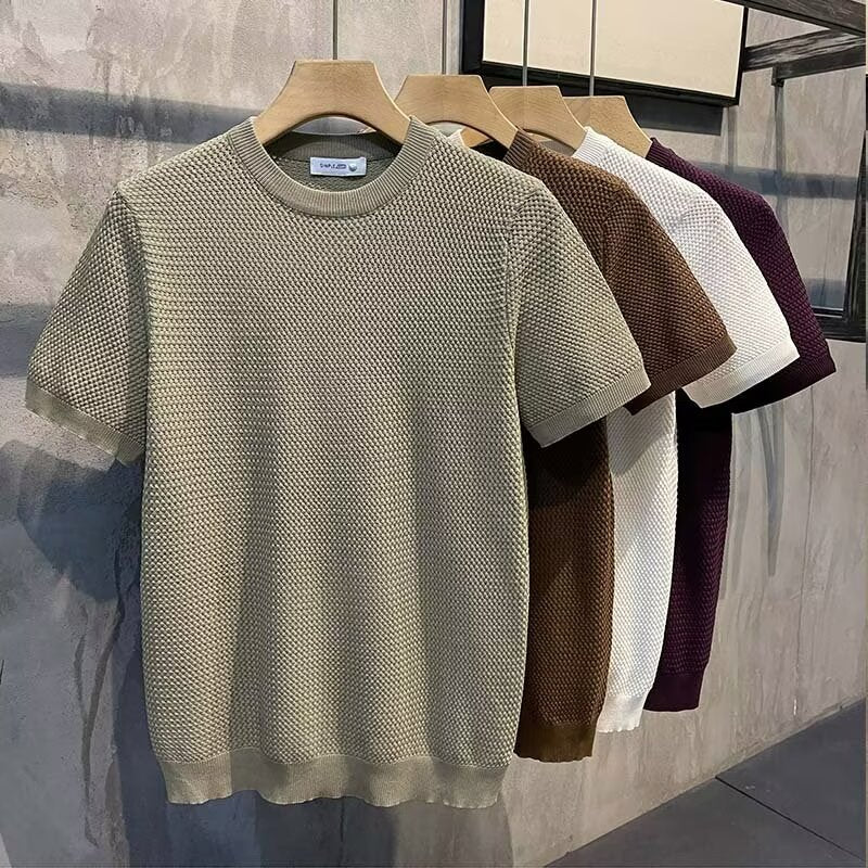Kacob | Men's Textured Knit Crew Neck Jumper