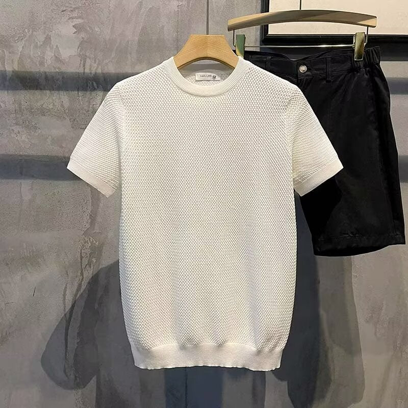 Kacob | Men's Textured Knit Crew Neck Jumper