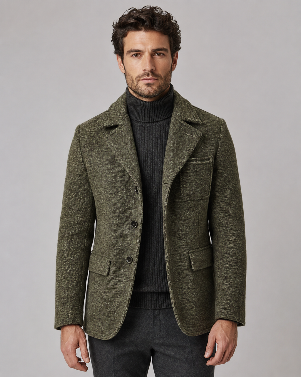 Kacob | Men's Textured Two Button Blazer