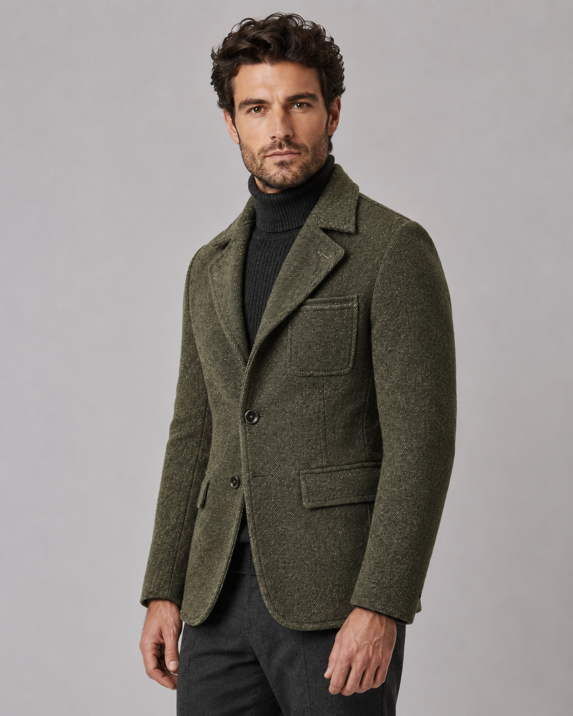 Kacob | Men's Textured Two Button Blazer