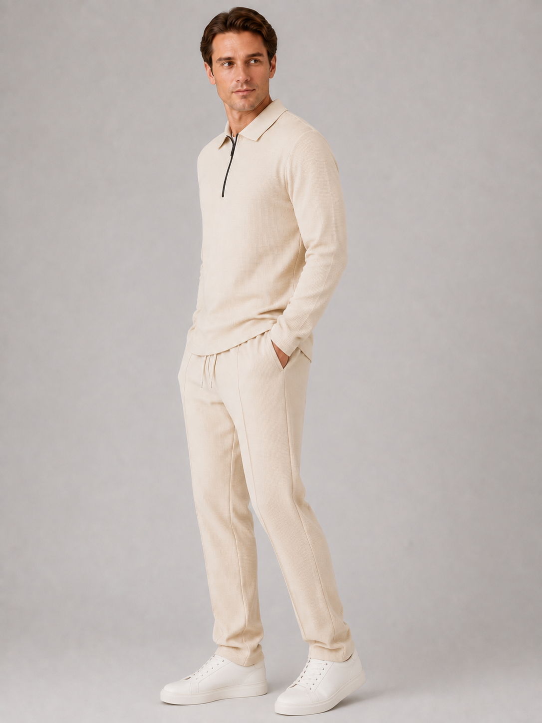Kacob | Men's Two-Piece Quarter-Zip Polo & Trousers Set