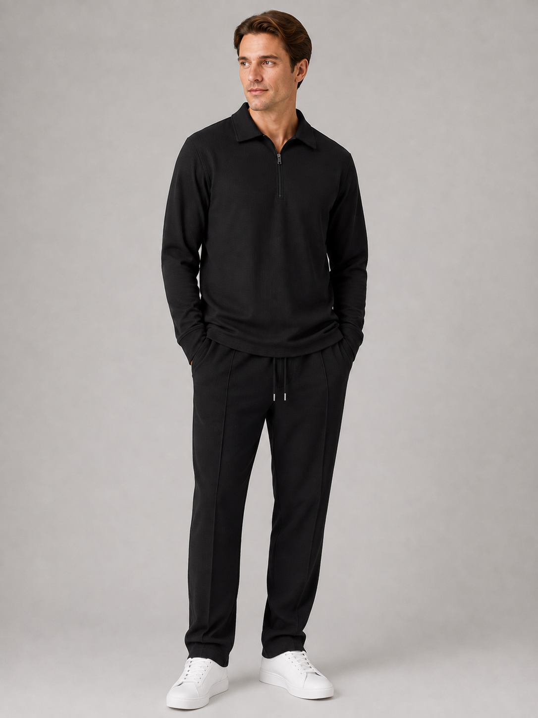 Kacob | Men's Two-Piece Quarter-Zip Polo & Trousers Set
