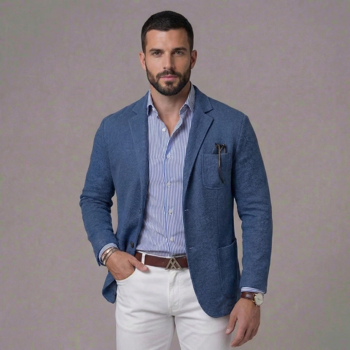 Men's Unstructured Two-Button Textured Blazer