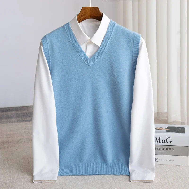 Kacob | Men's V-Neck Sleeveless Knitted Vest