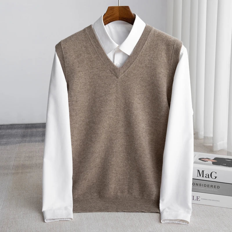 Kacob | Men's V-Neck Sleeveless Knitted Vest