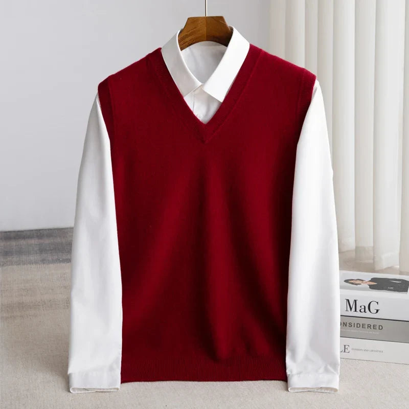Kacob | Men's V-Neck Sleeveless Knitted Vest
