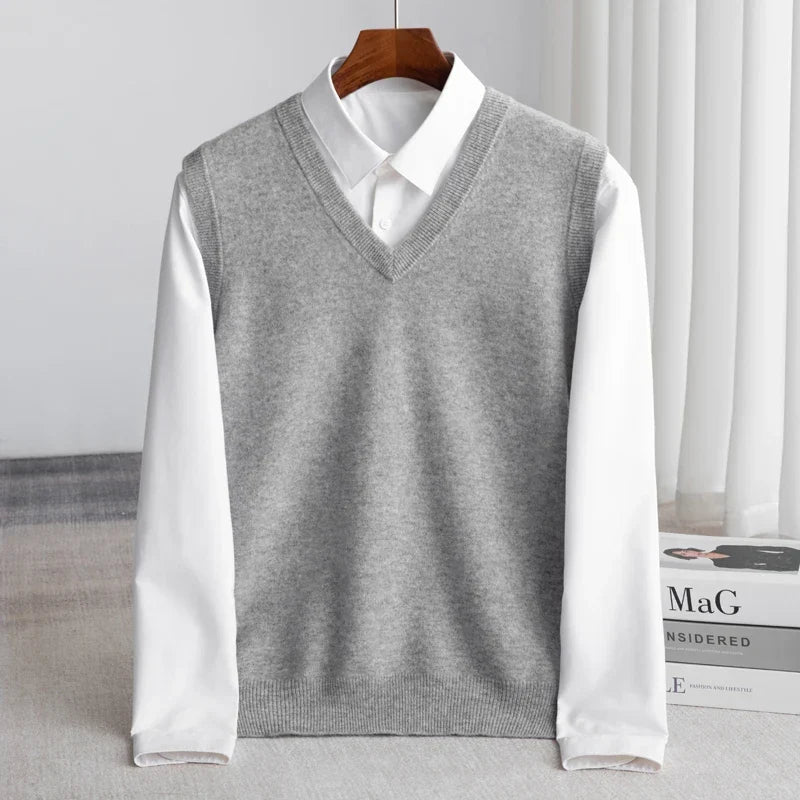 Kacob | Men's V-Neck Sleeveless Knitted Vest