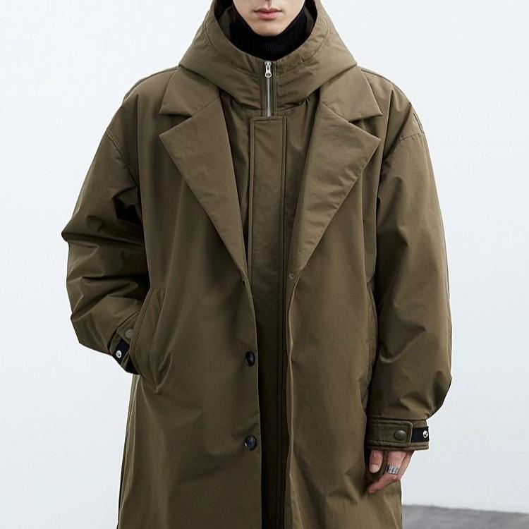 Kacob | Men's Wool-Blend Single-Breasted Winter Longline Coat