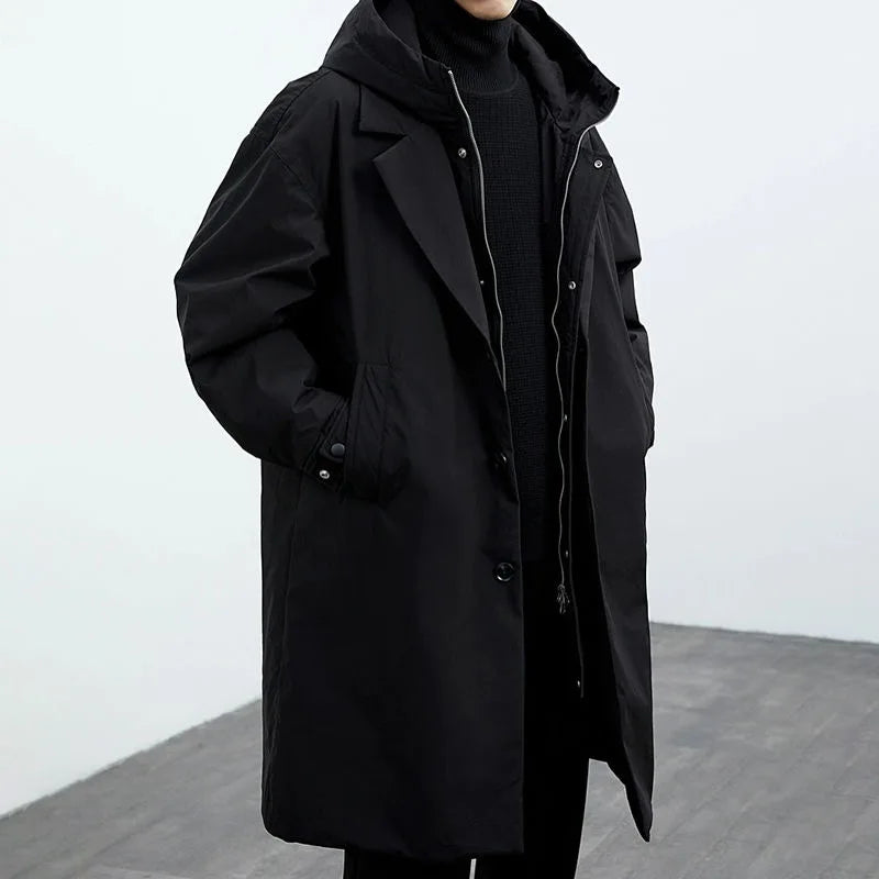 Kacob | Men's Wool-Blend Single-Breasted Winter Longline Coat