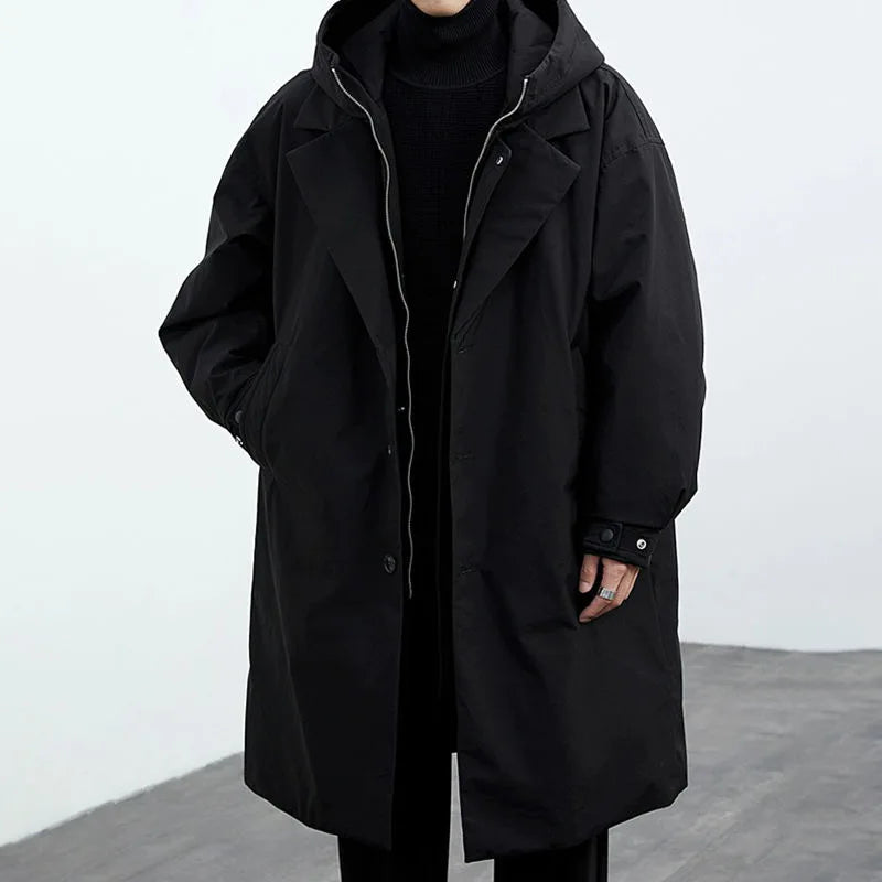 Kacob | Men's Wool-Blend Single-Breasted Winter Longline Coat