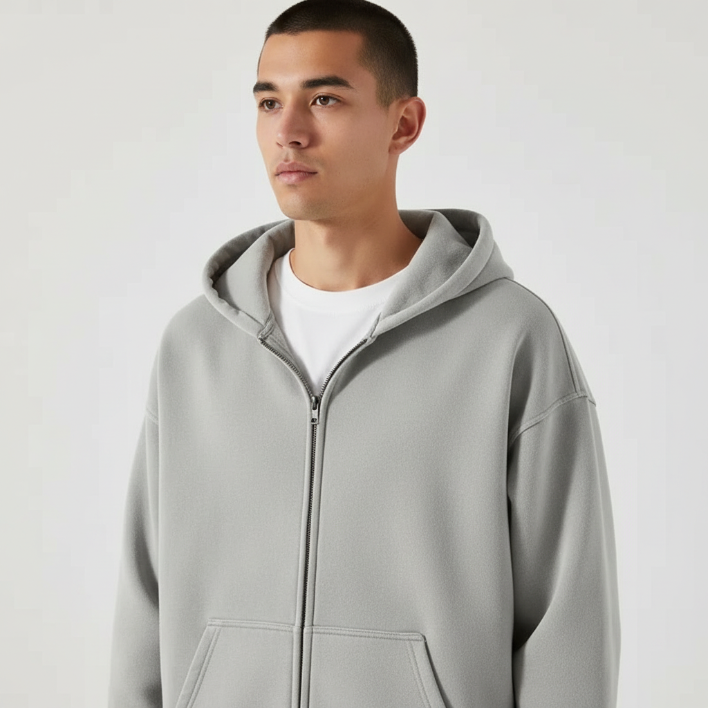 Kacob | Men's Zip-Up Drawstring Hoodie