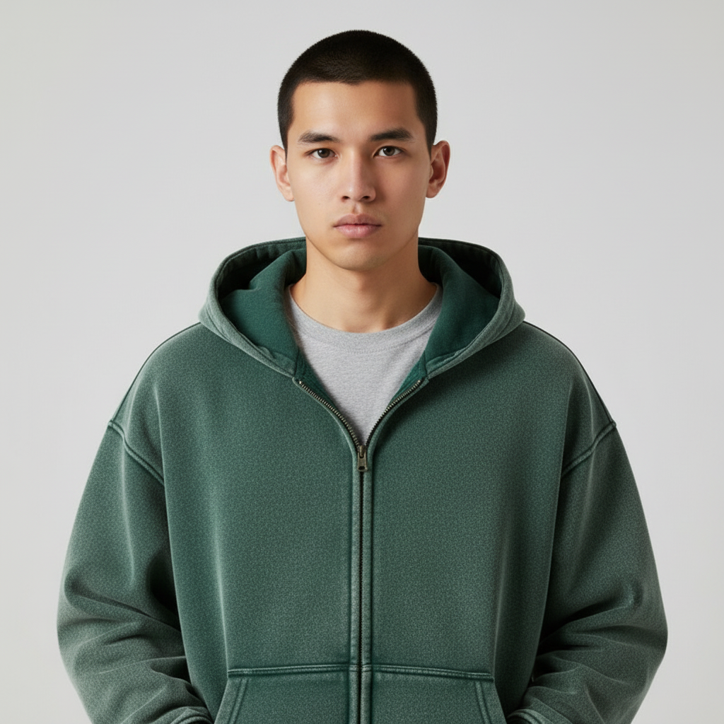 Kacob | Men's Zip-Up Drawstring Hoodie