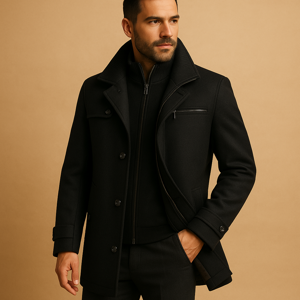 Kacob | Men's Zip Winter Pocket Longline Coat