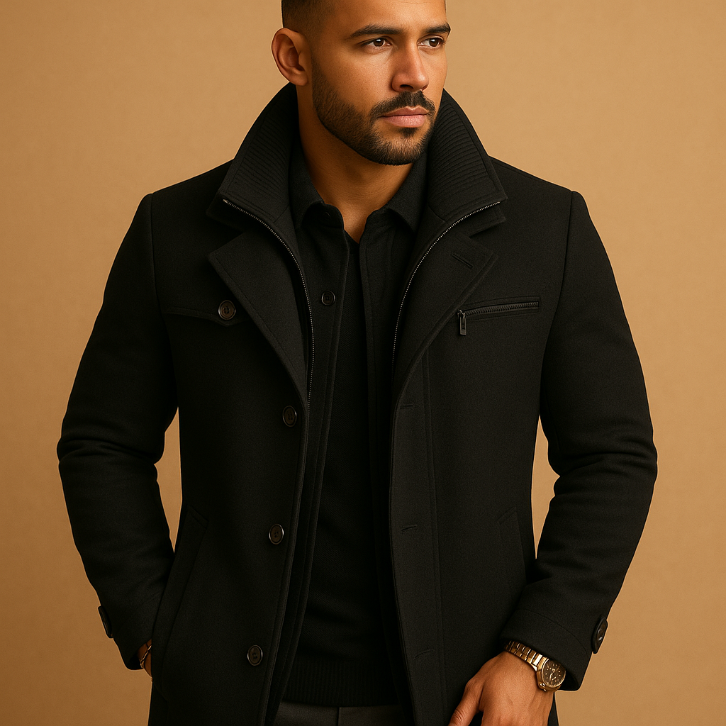 Kacob | Men's Zip Winter Pocket Longline Coat