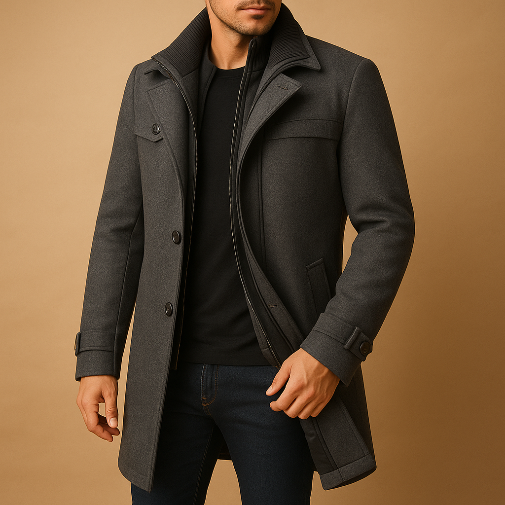 Kacob | Men's Zip Winter Pocket Longline Coat