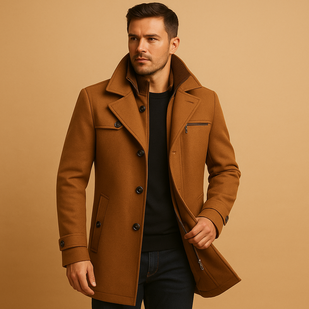 Kacob | Men's Zip Winter Pocket Longline Coat
